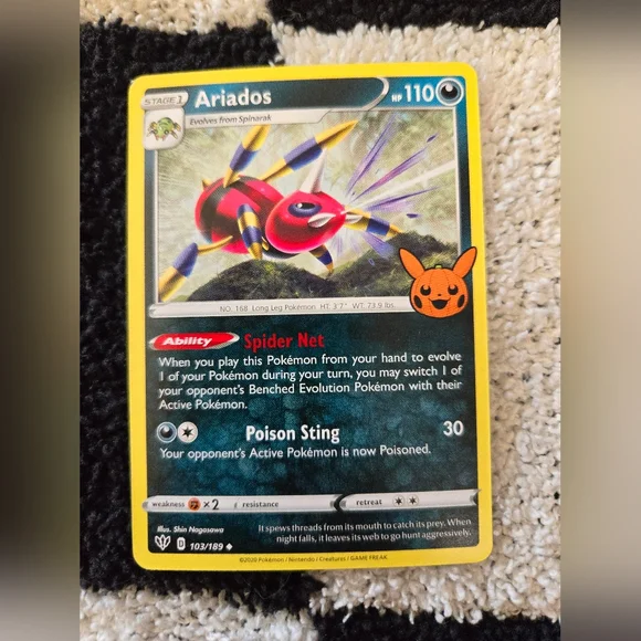 ariados pokemon go card 103/189 Ariados | Uncommon Reverse Holo Card | SWSH-03 Darkness Ablaze main image 0